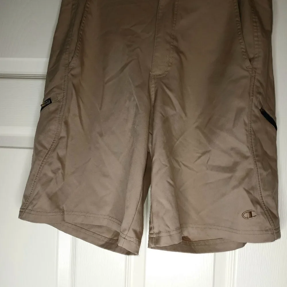 Champion Authentic M Tan Pockets Zipper Flat Front Men's Golf Shorts